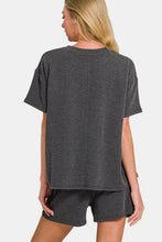 Load image into Gallery viewer, Zenana Rib Short Sleeve T-Shirt and Shorts Set
