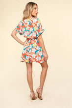 Load image into Gallery viewer, Haptics Tropical Floral Short Sleeve Tied Romper
