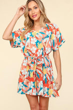 Load image into Gallery viewer, Haptics Tropical Floral Short Sleeve Tied Romper
