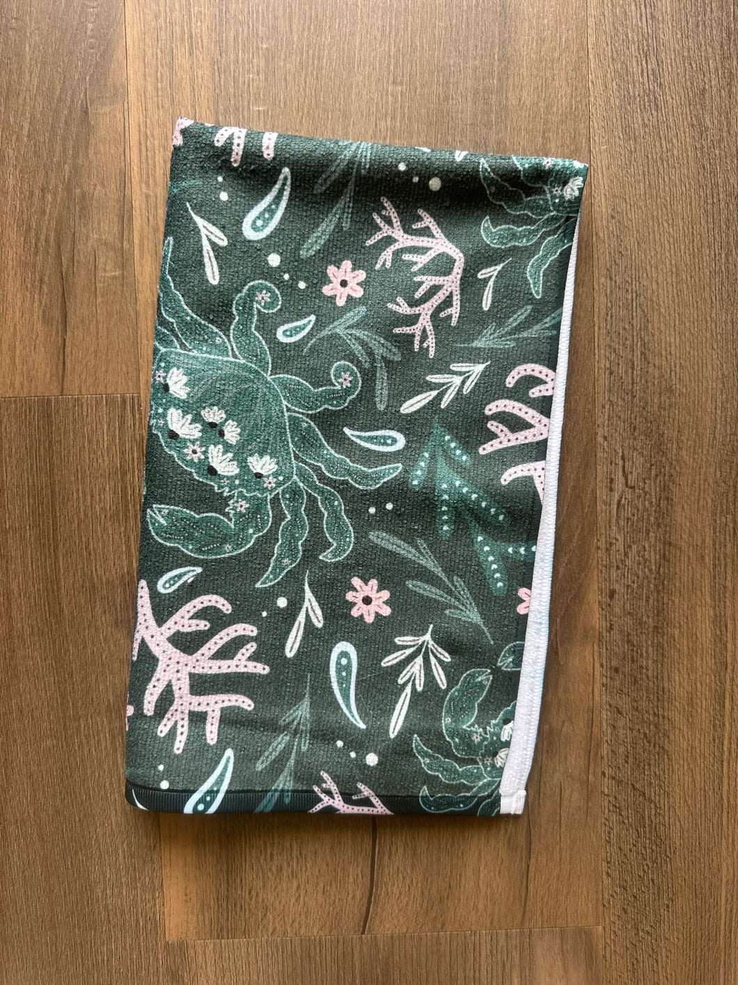 Floral Blue Crab Towel