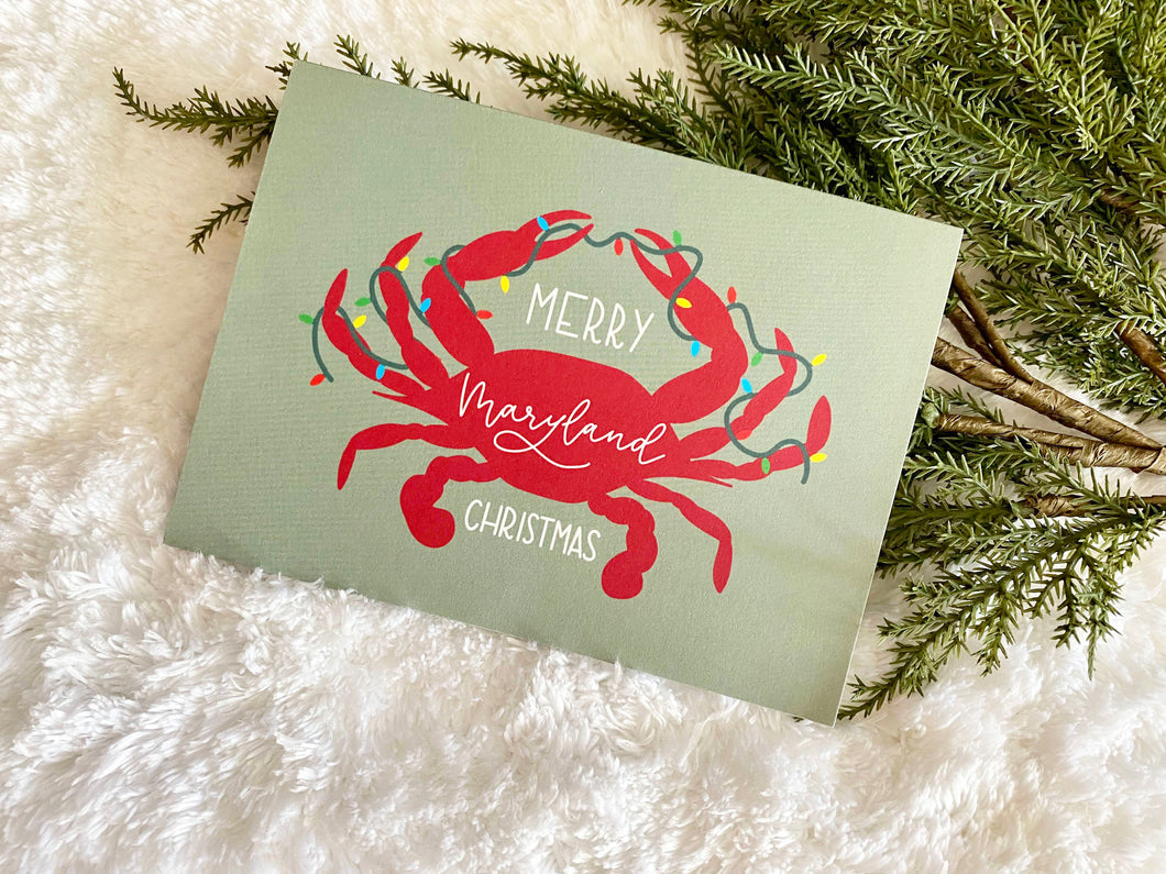 Merry Maryland Christmas Crab 4x6 Card