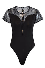 Load image into Gallery viewer, Lace Detail Round Neck Short Sleeve Bodysuit
