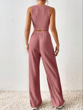 Load image into Gallery viewer, Ribbed Round Neck Tank and Pants Sweater Set
