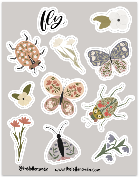 Floral Butterfly Sticker Sheet