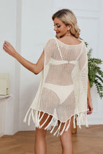 Load image into Gallery viewer, Fringe Trim Openwork Cover-Up Dress
