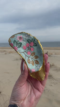 Load and play video in Gallery viewer, Strawberry Flowers Decoupaged Oyster Shell
