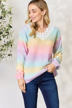 Load image into Gallery viewer, BiBi Rainbow Gradient Crochet Deetail Sweater
