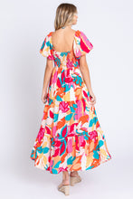 Load image into Gallery viewer, GeeGee Full Size Printed Smocked Back Tiered Maxi Dress
