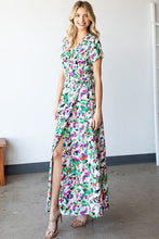 Load image into Gallery viewer, First Love Slit Printed Surplice Tie Waist Short Sleeve Dress
