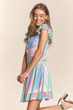 Load image into Gallery viewer, J.NNA Rainbow Smocked Mini Mesh Dress
