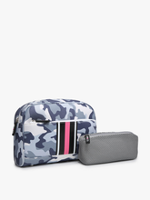 Load image into Gallery viewer, Neoprene Striped Cosmetic Bag: Camo-Grey
