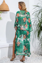 Load image into Gallery viewer, Floral Tie Waist Duster Cover Up
