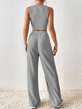 Load image into Gallery viewer, Ribbed Round Neck Tank and Pants Sweater Set
