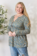 Load image into Gallery viewer, Heimish Full Size Floral Half Button Long Sleeve Blouse
