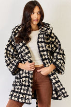 Load image into Gallery viewer, J.NNA Fuzzy Plaid Waist Tie Hooded Robe Cardigan
