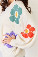 Load image into Gallery viewer, J.NNA Open Front Flower Pattern Long Sleeve Sweater Cardigan
