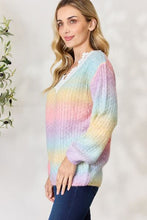 Load image into Gallery viewer, BiBi Rainbow Gradient Crochet Deetail Sweater
