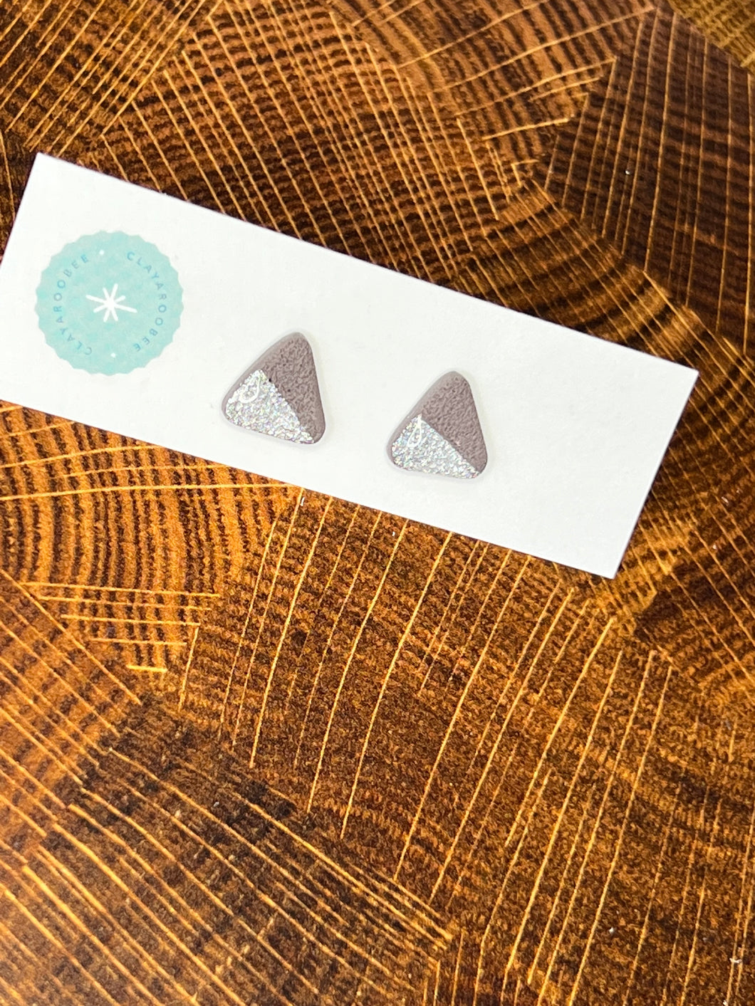Triangle Studs, Split Silver Foil