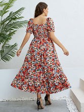 Load image into Gallery viewer, Plus Size Floral Smocked Square Neck Dress
