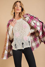 Load image into Gallery viewer, Kori America Heart Pattern Distressed Sweater
