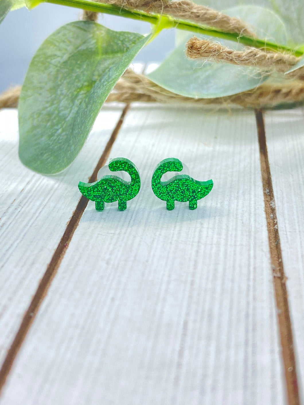 Dinosaur Earrings | Glitter Acrylic Earrings | Stud Earrings | Stainless Steel | Hypoallergenic