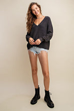 Load image into Gallery viewer, Kori America Distressed V-Neck Sweater
