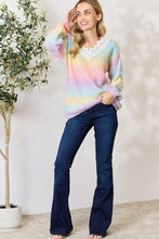 Load image into Gallery viewer, BiBi Rainbow Gradient Crochet Deetail Sweater
