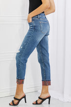 Load image into Gallery viewer, Judy Blue Gina Full Size Mid Rise Paisley Patch Cuff Boyfriend Jeans

