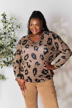 Load image into Gallery viewer, Hopely Full Size Leopard V-Neck Long Sleeve T-Shirt

