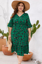 Load image into Gallery viewer, Plus Size Printed Flare Sleeve V-Neck Dress
