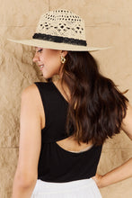 Load image into Gallery viewer, Fame Fight Through It Lace Detail Straw Braided Fashion Sun Hat
