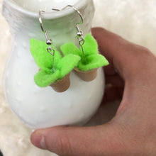 Load image into Gallery viewer, Neon Green Planted Pot Earrings
