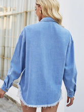 Load image into Gallery viewer, Pearl Detail Pocketed Button Up Denim Jacket
