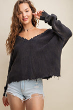 Load image into Gallery viewer, Kori America Distressed V-Neck Sweater
