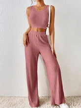 Load image into Gallery viewer, Ribbed Round Neck Tank and Pants Sweater Set

