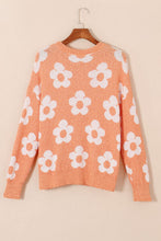 Load image into Gallery viewer, Flower Round Neck Dropped Shoulder Sweater
