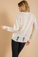 Load image into Gallery viewer, Kori America Heart Pattern Distressed Sweater
