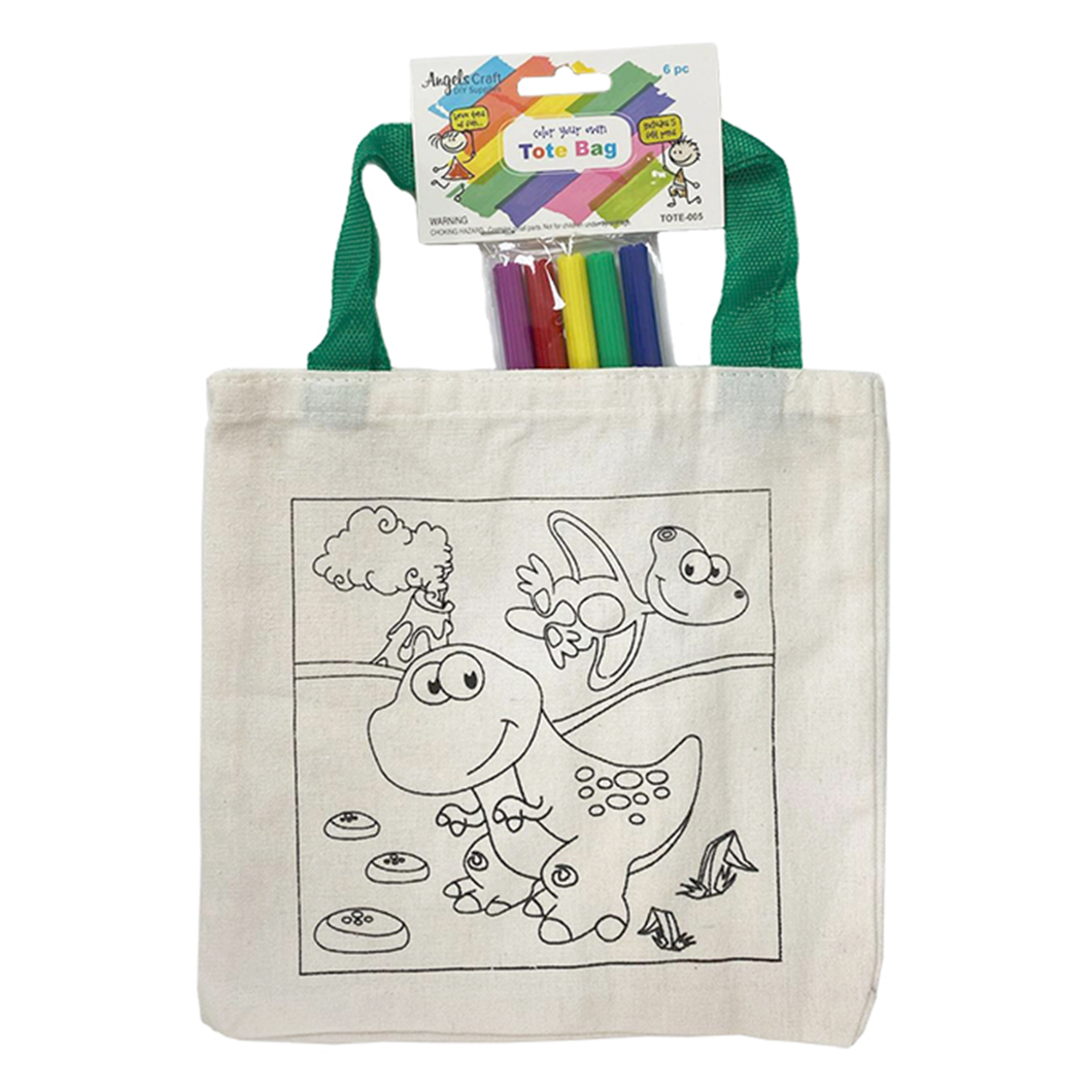 Tote Bag Coloring Kit- Dinosaur