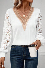 Load image into Gallery viewer, Lace Detail V-Neck Long Sleeve Blouse
