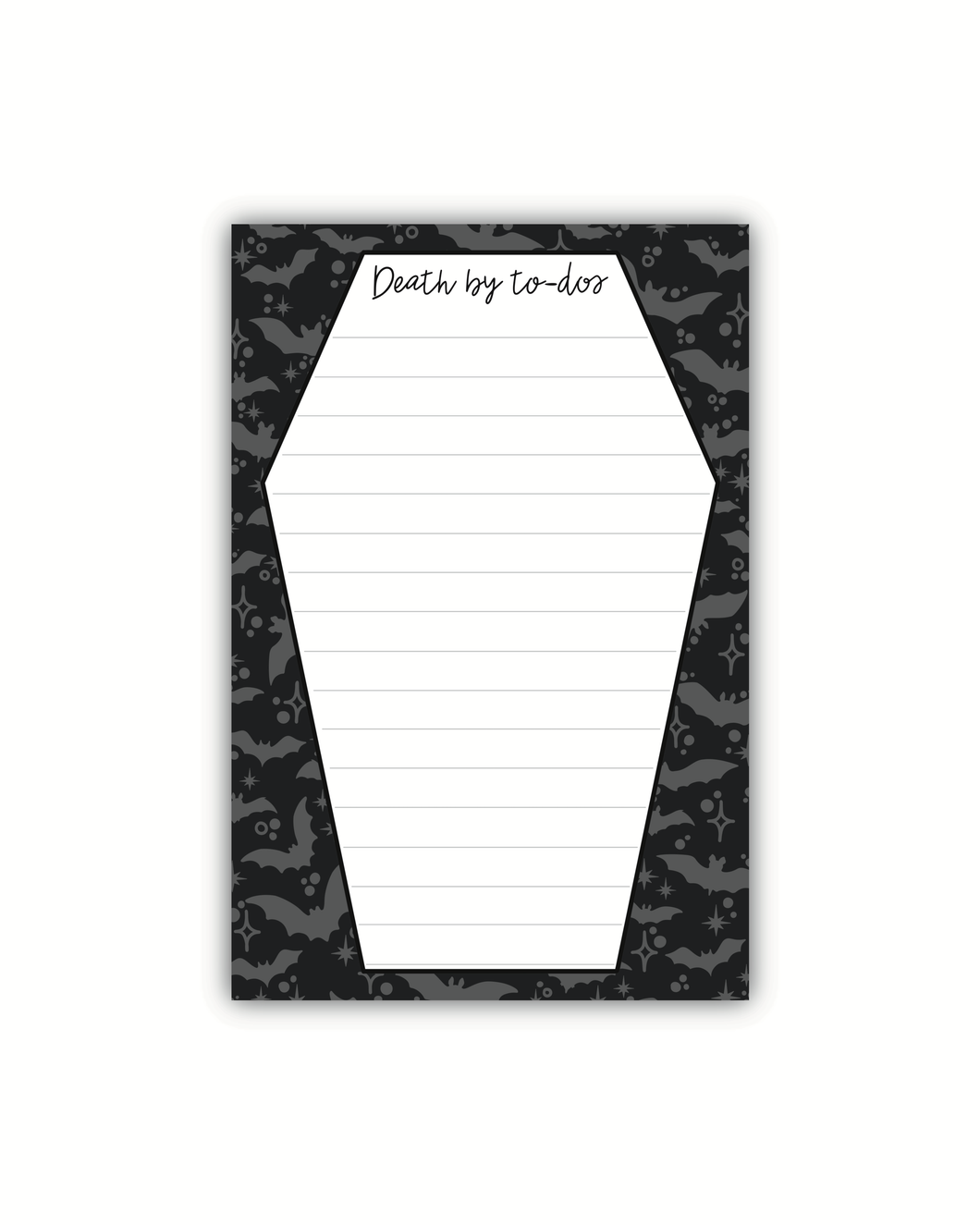 4x6 Death By To-Dos Notepad | Coffin Halloween Stationery