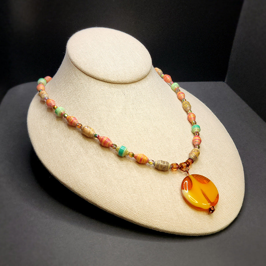 Here Comes the Sun Paper Bead Necklace - 18