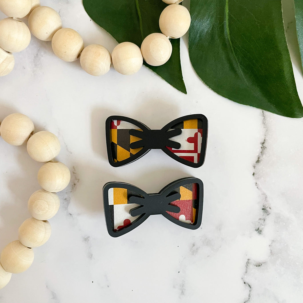 Maryland Flag Hair Bow Clip (black)