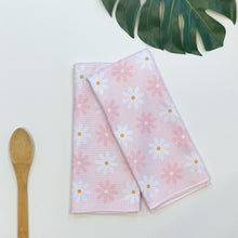 Load image into Gallery viewer, Pink Flowers Patterned Waffle Kitchen Dish Towel
