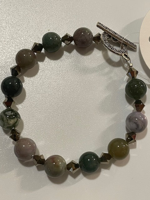Agate and Crystal Bracelet