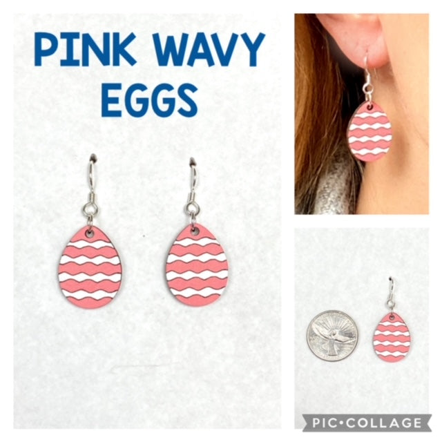 Pink Wavy Egg Earrings