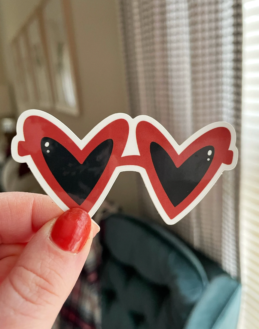 Red Heart Sunglasses Sticker