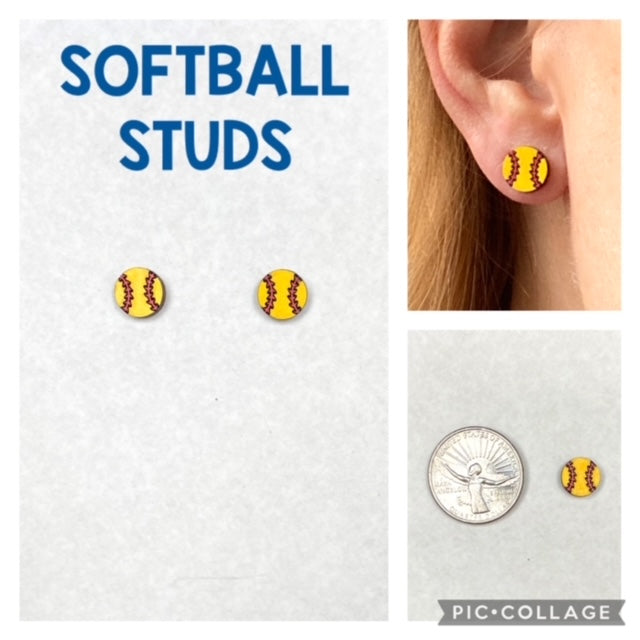 Softball Stud Earrings