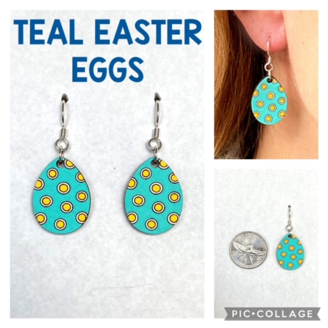 Teal Easter Egg Earrings