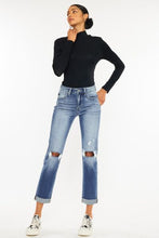 Load image into Gallery viewer, Kancan High Waist Distressed Hem Detail Cropped Straight Jeans
