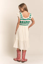 Load image into Gallery viewer, J.NNA Ruffle Hem Midi Crochet Dress
